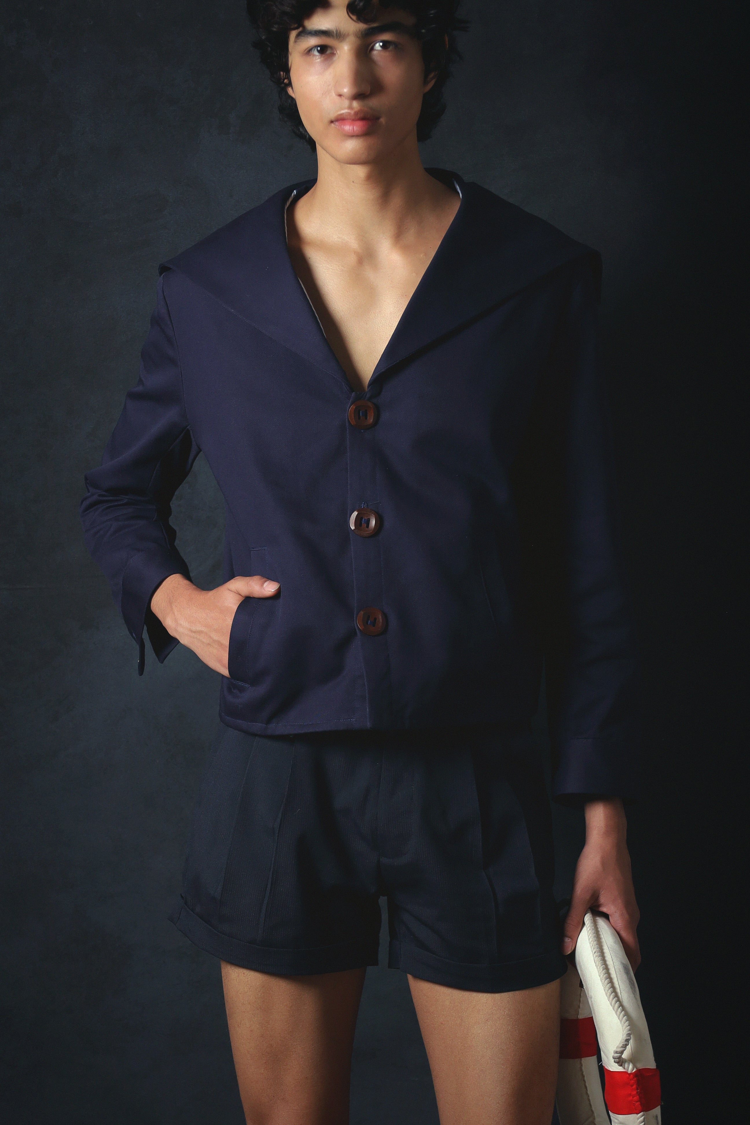 short el coro azul marino